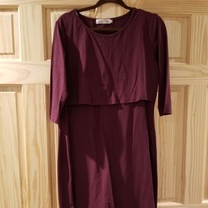 EUC Maroon Latched Mama Nursing Dress